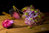 Zuckerstangen artYarn mit pinken Blüten handgesponnen